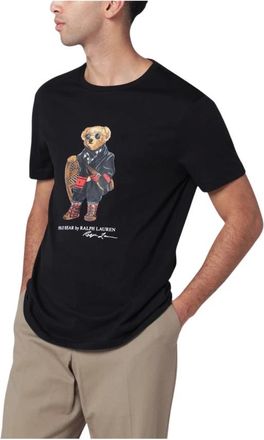Polo Ralph Lauren Tops, Heren, Zwart, XL, Katoen, Holiday Bear T-Shirt