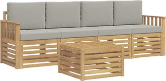 vidaXL Conjunto De Sof&aacute;s De Exterior 5 Uds. Blanco Y Gris Claro Vidaxl