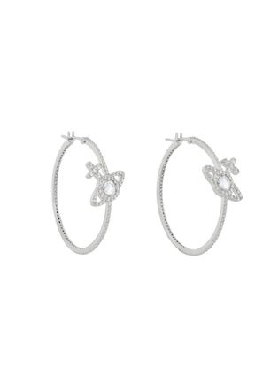 Vivienne Westwood Olympia CZ Pav&eacute; Hoop Earrings - Silver - One Size