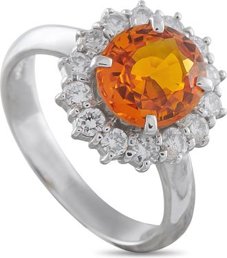 Luxury Bazaar Platinum 0.53ct Diamond and Orange Sapphire Ring MF08-123025