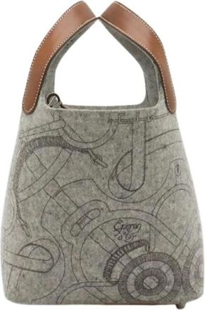 Herm&egrave;s Pre-owned Picotin PM Felt Veau Swift Handbag - Dames - Vintage Shopper - Grijs - ONE Size - Leer - Vintage