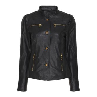 BTF-CPH Button Jacket Leather 100042 - Dames - Leren en Su&egrave;de Jassen - Zwart - XL - Leer - Jassen