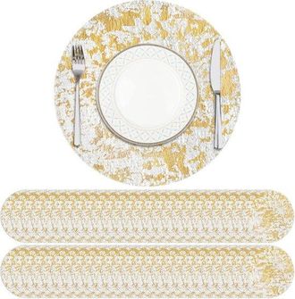 OEM 30 Manteles Individuales Redondos Con L&aacute;mina Plateada Y Malla Brillante, Ideales Para Mesas De Comedor, Fiestas Y Decoraci&oacute;n. 33 Cm X 33 Cm