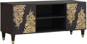 vidaXL TV Cabinet with Shelf Black 105 x 33 x 46 cm Solid Mango Wood vidaXL