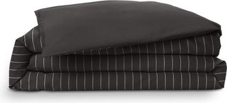 Emma Satijn Dekbedovertrek 240x220 cm Donkergrijs met Strepen&Witte Lijnen