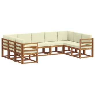 vidaXL Conjunto De Sof&aacute;s De Exterior Con Coj&iacute;n 9 Pcs Natural Y Crema Vidaxl