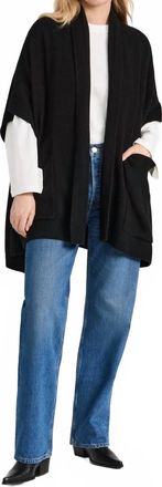 White + Warren Cashmere Blend Open Poncho In Black