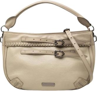 Burberry Pre-owned Satchel - Dames - Vintage Schoudertas - Beige - ONE Size - Leer - Vintage