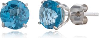 MAX + STONE 10k Yellow or White Gold 6mm Round Checkerboard Cut Gemstone Stud Earrings