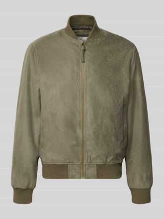 Jack & Jones Jack & Jones Bomberjacke in Leder-Optik mit Stehkragen in Oliv, Gr&ouml;&szlig;e XXL