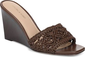 Veronica Beard Ellen Macram&eacute; Wedge Slide Sandal in Walnut at Nordstrom, Size 6.5