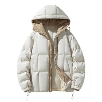 Generic Womens Quilted Jacket Winter Hooded Down Jackets Ladies Padded Hoodie Top Solid Lightweight Warm Full Zip Coat Casual Comfort Coats