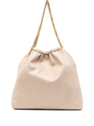 Stella McCartney Falabella Drawstring Shoulder Bag In Beige Vegan Leather