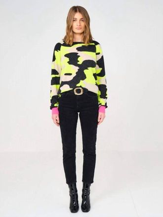 Brodie Cool Cashmere Sweater In Charcoal/neon Camo