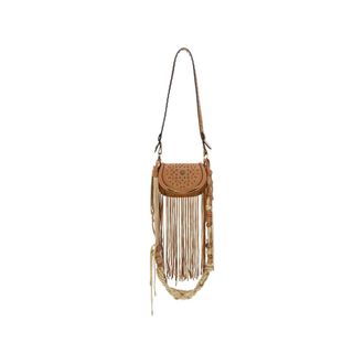 Roberto Cavalli Crossbody tas met franjes - Dames - Tassen - Bruin - Maat: ONE Size Katoen