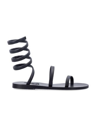 Ancient Greek Sandals Ofis Black Leather Gladiator Wrap Sandals