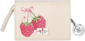 Ganni Accessoires, Dames, Wit, ONE Size, Leer, Raspberry Card Holder
