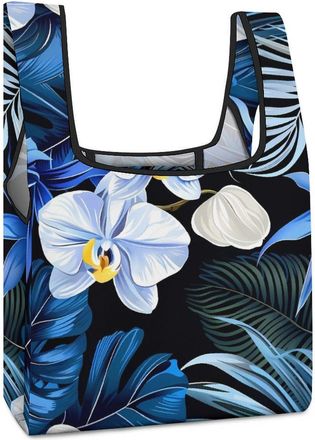 Generic Floral Tropic Print Shopping Bag Reusable Grocery Tote Bag Foldable Handbag for Travel Picnic