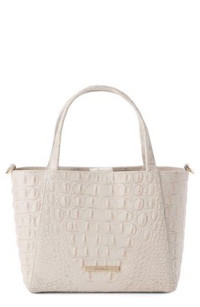 Brahmin Small Mona Croc Embossed Leather Top Handle Bag in Ivory at Nordstrom