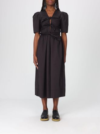 Ganni Abito midi in popeline di cotone stretch con fiocchi Ganni