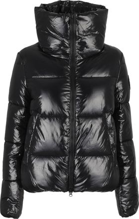 Save The Duck Cropped High-Collar Puffer Jacket With Glossy Finish