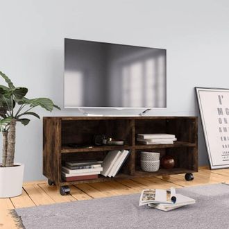 vidaXL Mobile TV con Ruote Rovere Fumo 90x35x35cm in Legno Multistrato vidaXL