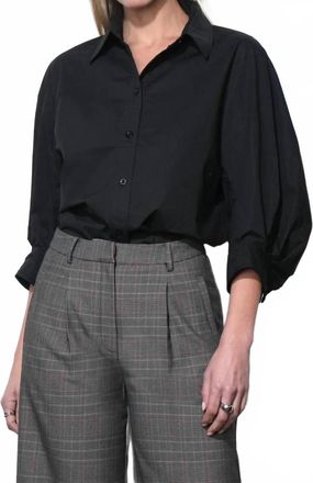 Greylin Thea Oversized Latern Sleeve Blouse In Black