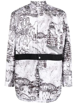 Comme Des Garçons graphic-print long-sleeve shirt - White