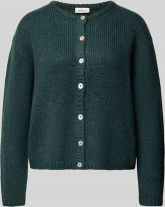 s.Oliver Red Label Regular Fit Strickjacke mit Alpaka-Anteil in Dunkelgruen, Größe 34