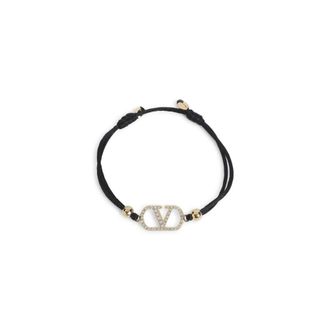 Valentino Garavani Black VLogo Crystal Bracelet
