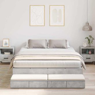 vidaXL Cama Con Almacenamiento Gris Concreto 236.5 X 150 X 31.5 Cm Vidaxl