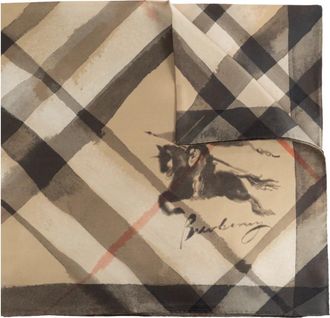 Burberry Accessoires, unisex, Beige, ONE Size, Watercolour Check Zijden Sjaal