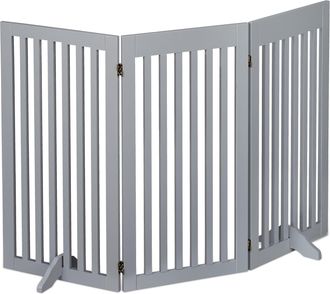 Relaxdays Relaxdays - Barrera Seguridad Perros, Valla Protectora Plegable, 92 X 154 Cm, Cerca Mascotas, Con Patas, Gris