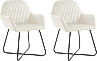 vidaXL Sillas De Comedor 2 Unidades Terciopelo Crema Vidaxl