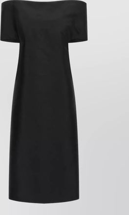 Jil Sander silk wool off-shoulder midi dress