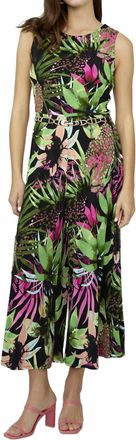 Frank Lyman Design Floral Sleeveless Jumpsuit In Green/fuchsia