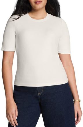 Spanx Crewneck Elbow Sleeve T-Shirt in Ivory at Nordstrom, Size 2 X