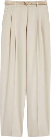 Max Mara Broeken, Dames, Beige, S, Wol, Wijde broek