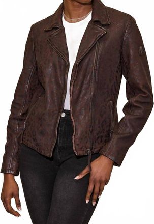 Mauritius Meeow Regular Fit Leather Jacket In Brown
