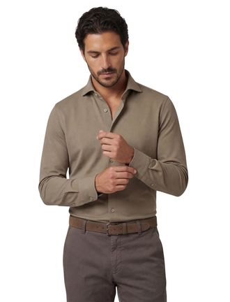 Profuomo japanese knitted overhemd bruin