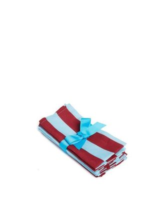 La DoubleJ Large Napkins Set Of 6 (45X45) Riga Bordeaux - Azzurro at Nordstrom