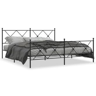 Berkfield Home Metal Bed Frame without Mattress with Footboard Black 183x213cm | Size: 183x213 cm