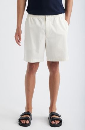 Theory Easy Elastic Waist Cotton Shorts in Winter Ivory - 2H5 at Nordstrom, Size 40