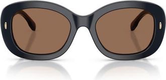 Tory Burch 52mm Oval Sunglasses in Blue Crystal /Solid Brown at Nordstrom