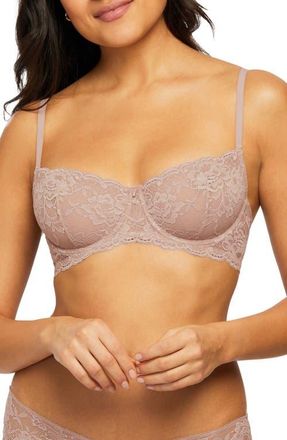 Montelle Intimates Flirt Lace Underwire Demi Bra in Moonshell at Nordstrom, Size 30F