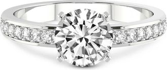 Pompeii3 1/5Ct Lab Grown Diamond & 7mm Moissanite Round Engagement Ring in 10k Gold