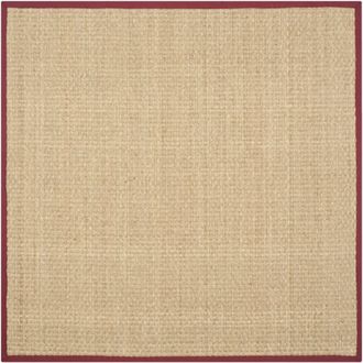 Safavieh Alfombra fibra natural de pastos marinos beige/rojo, 183 x 183 cm