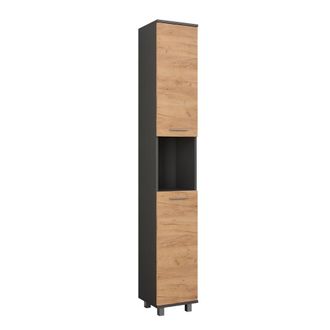 Vicco Armario Alto Ilias, Antracita/roble Dorado, 30.2 X 190 Cm Con 2 Puertas