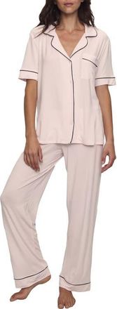 Eberjey Gisele Short Sleeve Pant Pajamas in Sorbet Pink/Black at Nordstrom, Size X-Small
