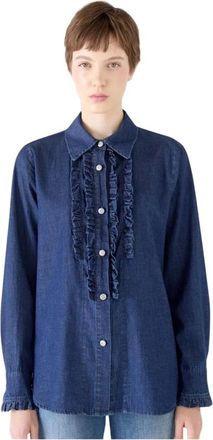Shaft Overhemden, Dames, Blauw, S, Denim, Camicia Gale regular in chambray stretch used